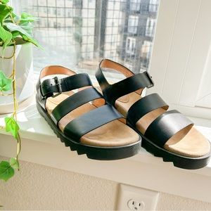 Madewell | The Addie Platform Leather Strappy Sandals in True Black Size 7